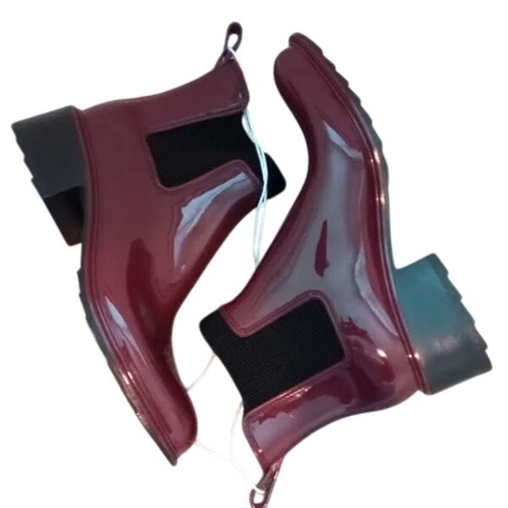 A New Day‎ Burgundy Ankle Camille Heeled Rain Boots NEW